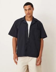 Рубашка Selected Homme с короткими рукавами темно-синего цвета