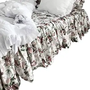 Простыня на резинке из хлопка с оборками, дизайн для спальни, 180x200 см, ретро-цветочный узор EDANTI