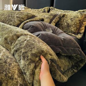 Yalu Комплект постельного белья 1,5-спальный: пододеяльник 200x230 см, простыня на резинке, мягкий и комфортный, утепленный, цвет Fu Luo Green