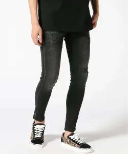 (M) Супертонкие джинсы BRONNY MAESTRO из черного эластичного денима