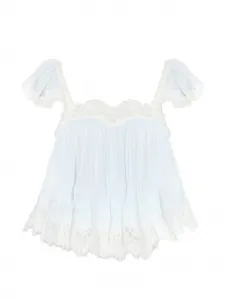 Блузка с кружевной отделкой Lava Loveshackfancy, синий