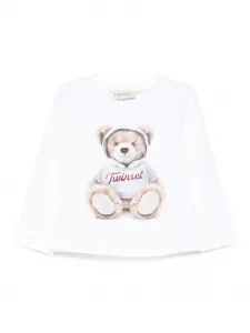 Футболка с длинными рукавами и принтом Тедди TWINSET Kids, белый