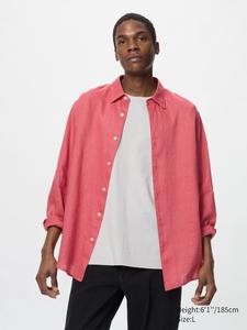 Рубашка из 100% льна премиум-класса Uniqlo, цвет 13 красный