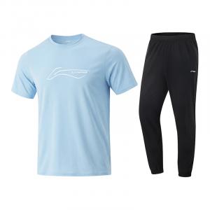 Li-Ning Casual Sportswear Men's, aurora синий t-shirt+fitted черный pants