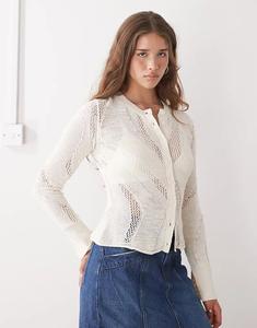 Кардиган открытой вязки Weekday облегающего кроя в оттенке белого