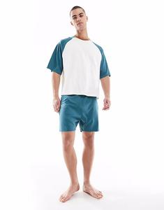 Комплект свободного кроя для сна с рукавами реглан в цвете кремовый Asos Design