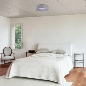 Потолочный светильник TARTE E27 Круглый офисный светильник 2 x E27 Тканевый абажур Современный Закрытый Однотонный Paco Home, серый