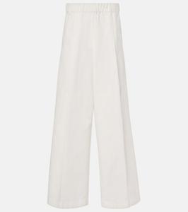 Широкие брюки из хлопка с высокой талией Dries Van Noten, белый