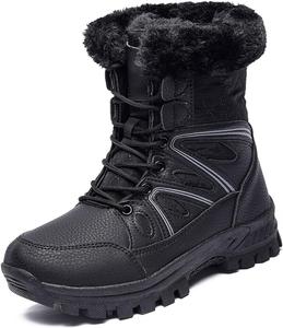 Водонепроницаемые женские ботинки с меховой подкладкой, модные ботильоны на шнуровке, уличные походные ботинки, повседневная зимняя обувь для женщин Generic, #B08-Black