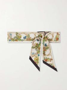 Шарф из шелкового твила с принтом Gucci, желтый