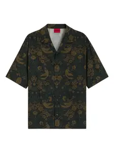 Рубашка с короткими рукавами и цветочным принтом Hugo, зеленый