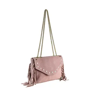Сумка через плечо COLLEZIONE ALESSANDRO "Mini-Jesse" из замши с бахромой, розовый
