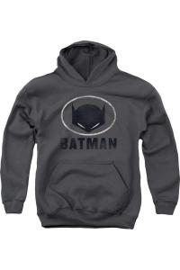 Батмен Маска в овале Детская худи с капюшоном на молнии Gildan, Charcoal