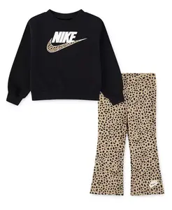 Детский комплект для девочек 2T-6X Wild Warmth: топ и леггинсы, 2 предмета Nike, мультиколор