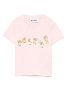 Moschino Kids футболка с вышитым логотипом, розовый