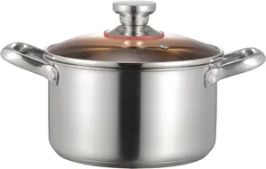 Кастрюля из нержавеющей стали со стеклянной крышкой, очень большая кастрюля для индукционных, газовых и электрических плит, с видимой крышкой и мерными отметками, прочная и пригодна для мытья в посудомоечной машине Einemgeld