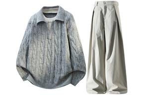 Повседневная спортивная одежда Unisex V-образный вырез Moderate X1617, светло-серый top+хаки suit pants