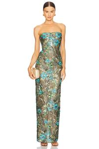 Длинное платье "Dahlia" от Bronx And Banco, teal multi