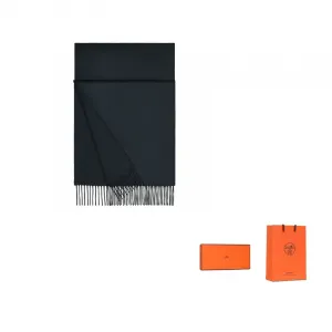 Вязаный шарф мужской морской HERMES, синий