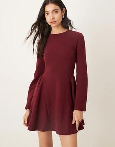 Супермягкое мини-платье годе с длинными рукавами ASOS DESIGN бордового цвета