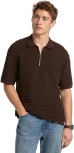 Michael Kors мужской фактурный свитер-поло на молнии, Chocolate