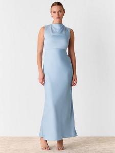 Атласное макси-платье с капюшоном на шее Whistles, цвет Pale Blue