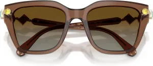 Женские квадратные солнцезащитные очки Swarovski Sk6041, Transparent Brown/Gradient Brown Polarized