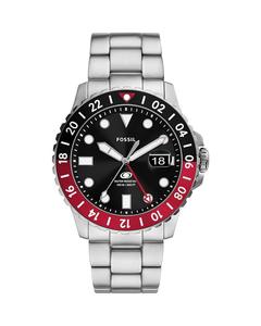 Синие часы GMT, 46 мм Fossil, черный