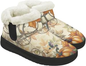 Женские зимние ботинки, удобные и теплые, с противоскользящей подошвой и утолщенной подошвой для улицы Gdxynsmny, Pumpkin Maple Leaves