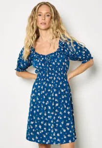 Мини-Платье в стиле "молочница" с цветочным принтом и оборками Apricot, Blue