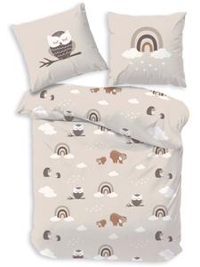 Постельное белье TRAUMHELDEN Set Waldtiere Eule Igel Bär, бежевый
