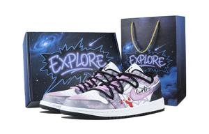 Jordan Баскетбольные кроссовки Air 1 Mystic Purple Curtain Low Top Vintage унисекс фиолетово-серые