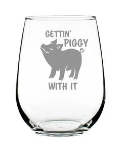Забавный бокал для вина без ножки «Gettin' Piggy» объемом 17 унций Bevvee, прозрачный
