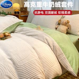 Disney Комплект постельного белья 1,8 м, 4 предмета: пододеяльник 200x230 см, простыня, 2 наволочки, цвет бело-зеленый, ткань молочный бархат