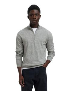 Свитер SLHBERG LS HALF ZIP серого цвета SELECTED HOMME