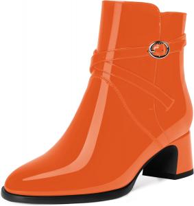 Женские сапоги MODENCOCO, удобные, повседневные, для свиданий, с круглым носком, массивным низким каблуком, по щиколотку, 5,1, Orange