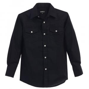 Gioberti Детская повседневная однотонная рубашка в стиле вестерн с длинными рукавами и жемчужными кнопками, черный