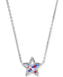 Регулируемое ожерелье с подвеской Cassidy Star длиной 19 дюймов Kendra Scott, silver/white/blue