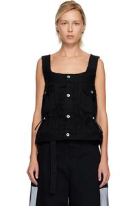 Джинсовая майка с квадратным вырезом Sacai, черный