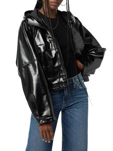 Короткая кожаная куртка Waltz Liquid в черном цвете Hudson