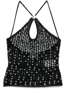 Вязаный топ с бисером Coperni, черный