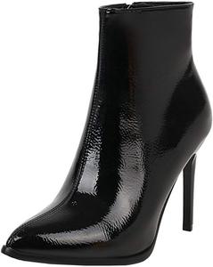 Женские ботильоны LUXMAX с заостренным носком, на шпильке, из лаковой кожи, короткие, Black
