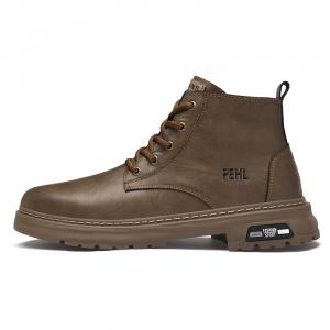 PEHL Мужские берцы с меховой подкладкой до щиколотки 3 см коричневые, цвет Brown Fleece-Lined