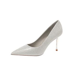 QITUMAUL Серебряные лодочки на шпильке с узким каблуком, цвет Silver[Heel Height 8.5cm]