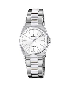 Женские часы F20553/2 Acero Classic из стали и белого циферблата Festina, серебро