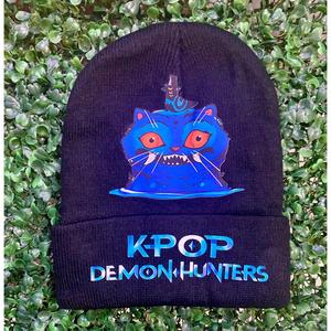 Вязаная шапка-бини для девочек Kpop Demon Hunters в черном цвете Lilyrosy, черный