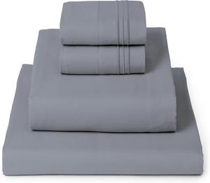 Mellanni Комплект постельного белья King (198x203 см), 4 предмета, гостиничного уровня, мягкие, охлаждающие, устойчивые к смятию, выцветанию и пятнам, минерально-серый, из коллекции