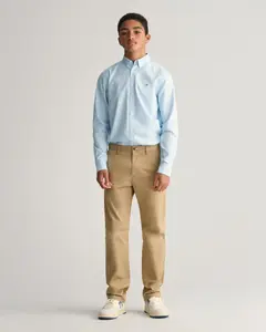 Однотонные брюки-чиносы для мальчика со шлевками для ремня Gant, бежевый