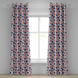 Штора на люверсах ABAKUHAUS к 4 июля, гранж, празднование Дня независимости США, декоративные двухпанельные шторы, 280 см x 245 см, цвет: фиолетовый, синий, белый, рубиновый Abakuhaus