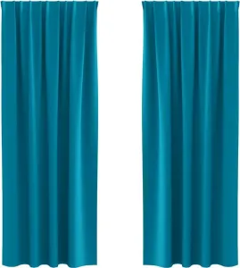 Плотные шторы с кольцами, 2 шт., бирюзовые, 260 x 140 см vidaXL